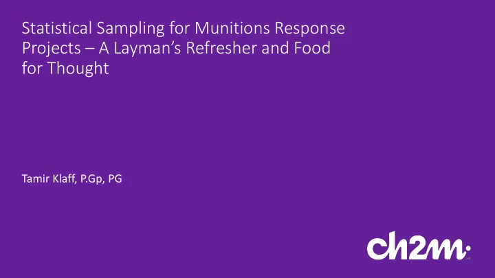 statistical sampling for munitions response projects a