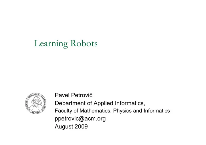 learning robots