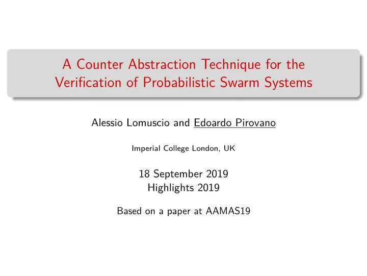 a counter abstraction technique for the verification of