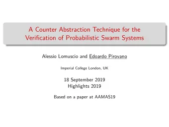A Counter Abstraction Technique for the  Verification of Probabilistic Swarm Systems  Alessio