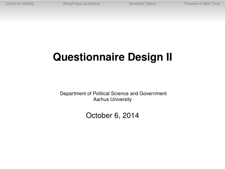 questionnaire design ii