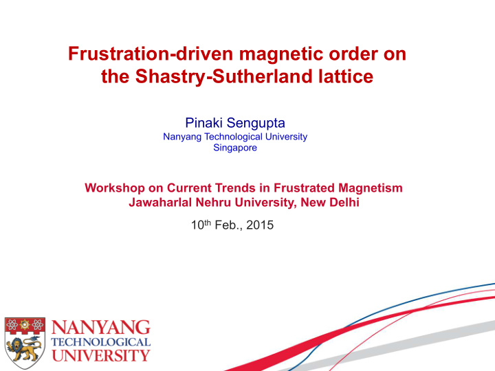 frustration driven magnetic order on the shastry