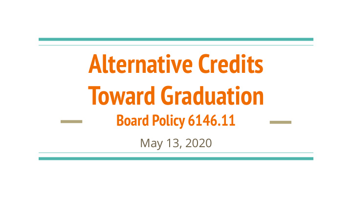 alternative credits toward graduation
