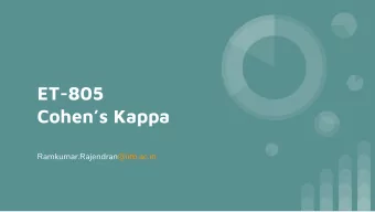 ET-805  Cohens Kappa  Ramkumar.Rajendran@iitb.ac.in  From Last Class  -  Modeling Learners