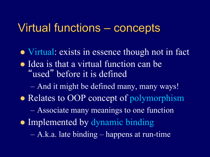 virtual functions concepts