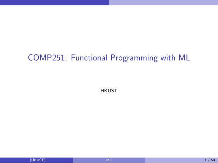 comp251 functional programming with ml