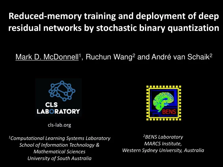 reduced memory training and deployment of deep residual