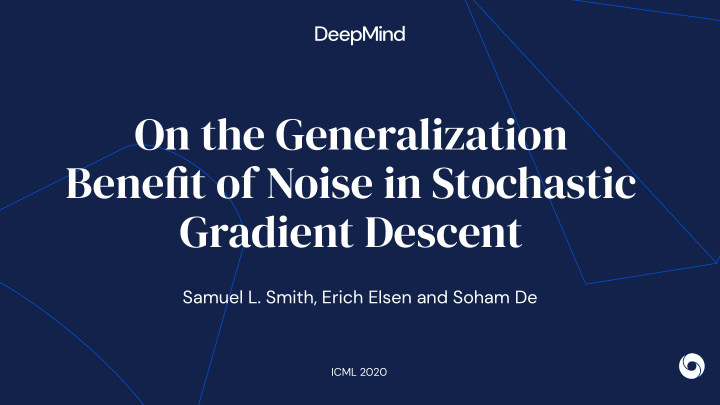 on the generalization benefjt of noise in stochastic