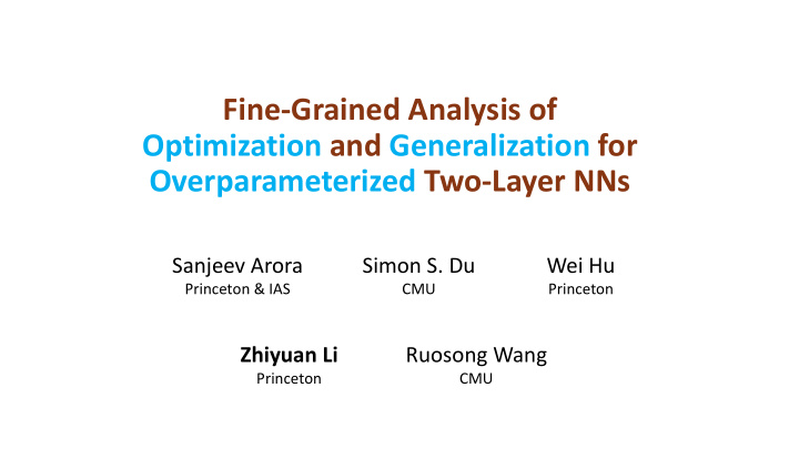 fine grained analysis of optimization and generalization