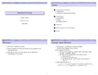 Outline  Learning from Examples  1  Motivation  Supervised Learning  Aspects of Supervised Learning
