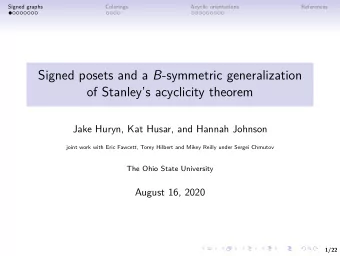Signed posets and a B -symmetric generalization  of Stanleys acyclicity theorem  Jake Huryn, Kat