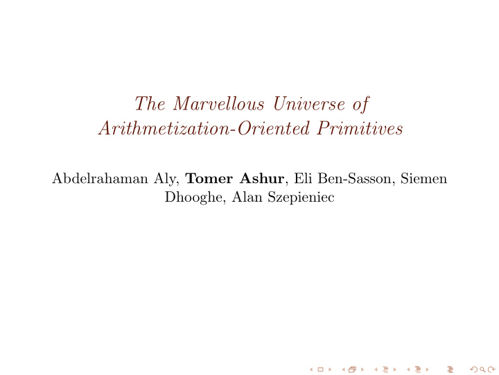 the marvellous universe of arithmetization oriented