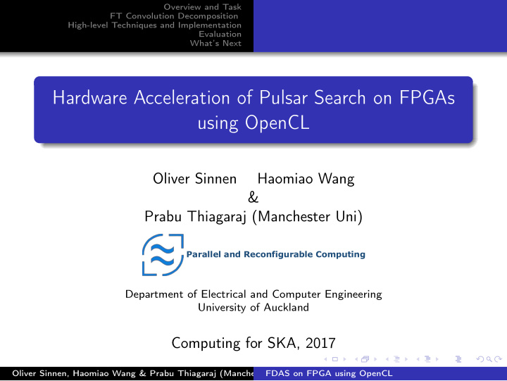 hardware acceleration of pulsar search on fpgas using
