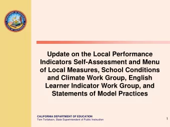 Update on the Local Performance Indicators Self-Assessment and Menu of Local Measures, School
