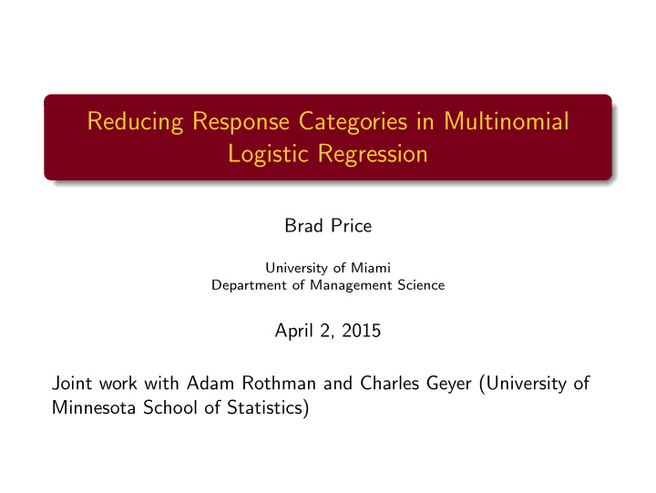 reducing response categories in multinomial logistic