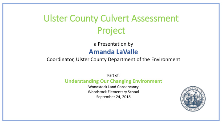 ulster county culvert assessment