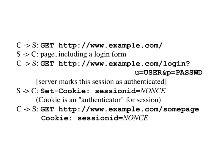 c s get http example com s c page including a login form