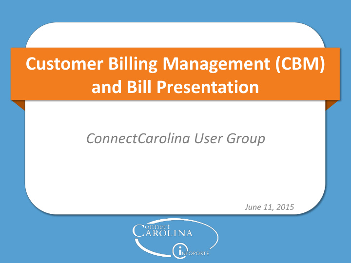 customer billing management cbm and bill presentation