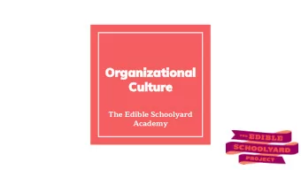 Organizational  Culture  The Edible Schoolyard  Academy  Workplace  Culture  Warm Up  If I came to