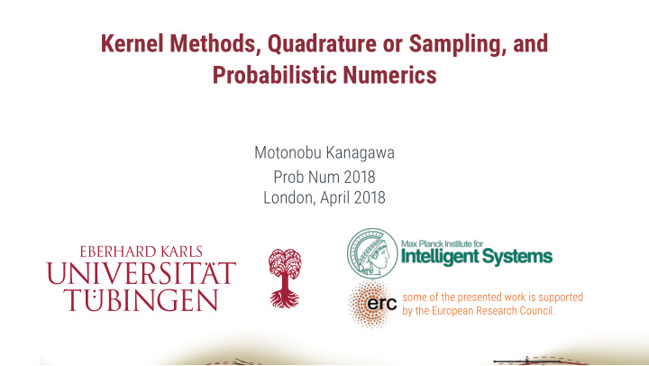 kernel methods quadrature or sampling and probabilistic