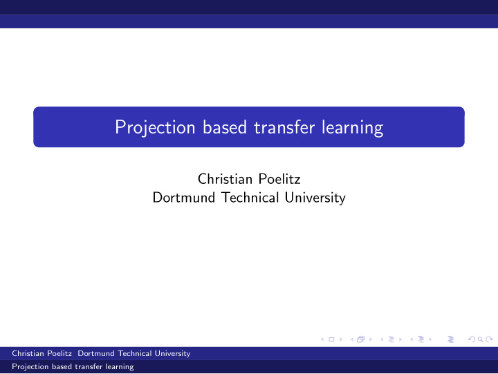 projection based transfer learning