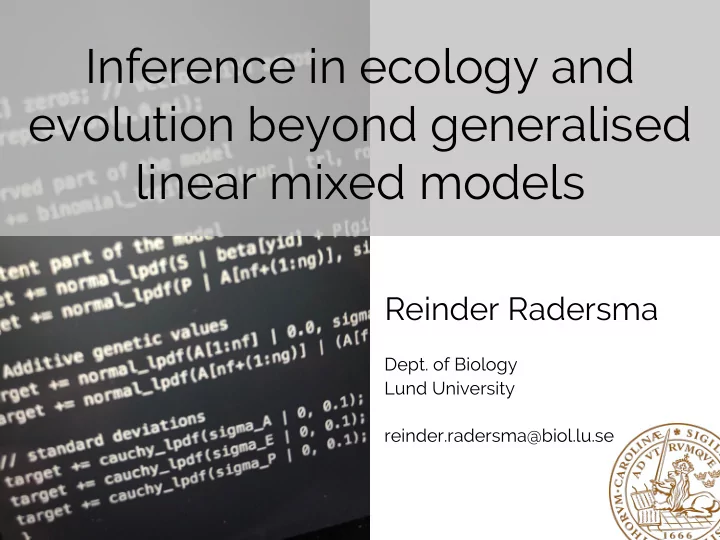 inference in ecology and evolution beyond generalised