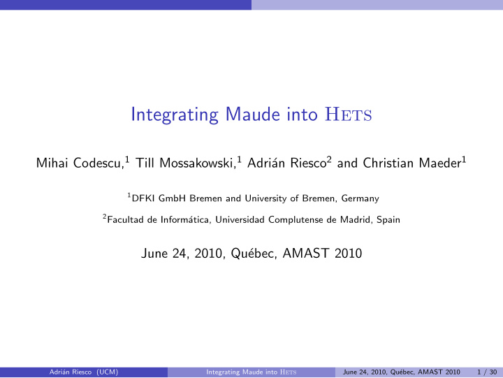 integrating maude into hets