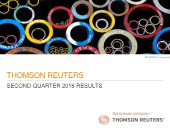 THOMSON REUTERS  SECOND-QUARTER 2016 RESULTS  Agenda  Welcome / Introduction  Frank Golden