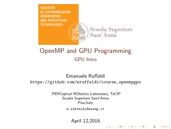OpenMP and GPU Programming  GPU Intro  Emanuele Ruffaldi