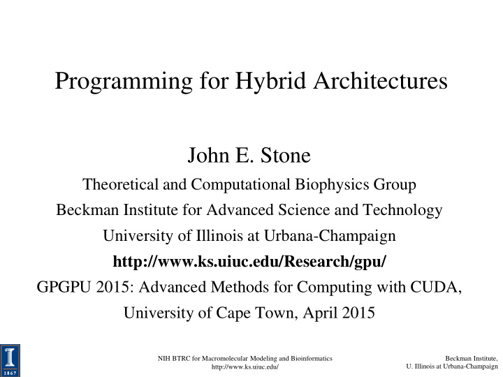 programming for hybrid architectures