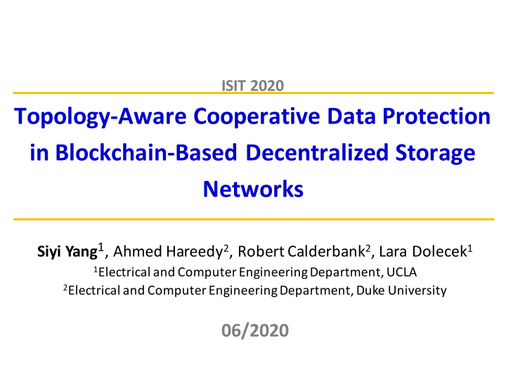 topology aware cooperative data protection in blockchain
