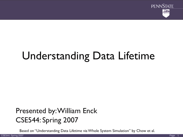 understanding data lifetime