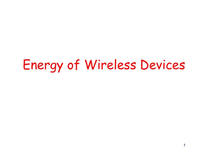 energy of wireless devices