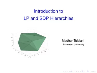 Introduction to  LP and SDP Hierarchies  Madhur Tulsiani  Princeton University  Convex Relaxations