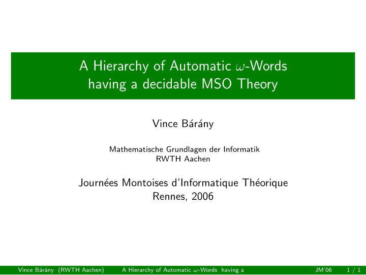 a hierarchy of automatic words having a decidable mso