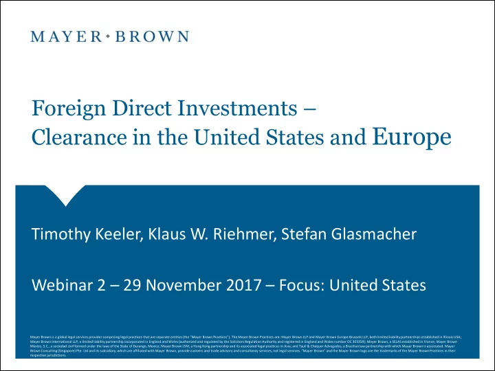 clearance in the united states and europe