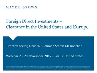 Clearance in the United States and Europe  Timothy Keeler, Klaus W. Riehmer, Stefan Glasmacher