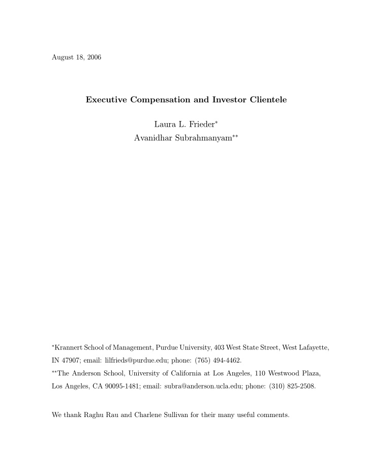 executive compensation and investor clientele