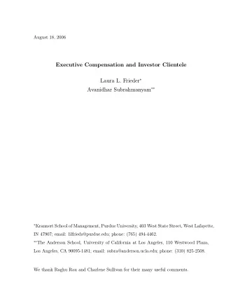 Executive Compensation and Investor Clientele Laura L. Frieder  Avanidhar Subrahmanyam