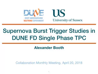 Supernova Burst Trigger Studies in  DUNE FD Single Phase TPC  Alexander Booth  Collaboration