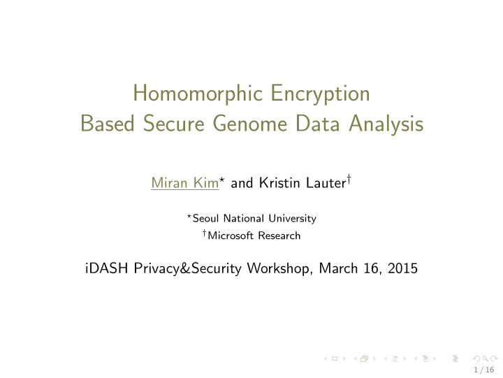 homomorphic encryption based secure genome data analysis