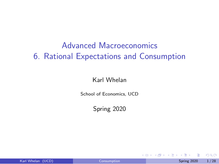 advanced macroeconomics 6 rational expectations and