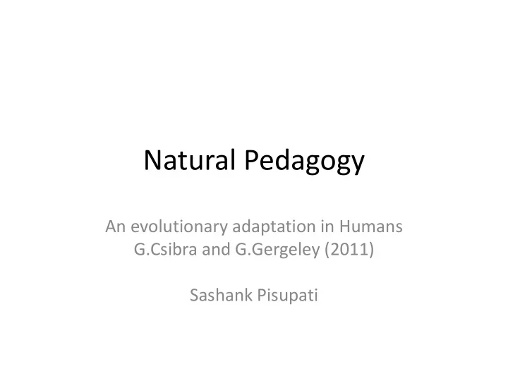 natural pedagogy