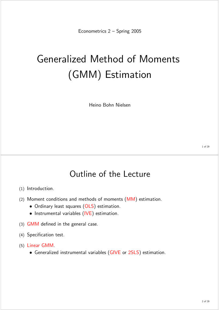 generalized method of moments gmm estimation