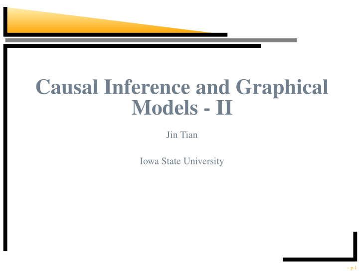 causal inference and graphical models ii