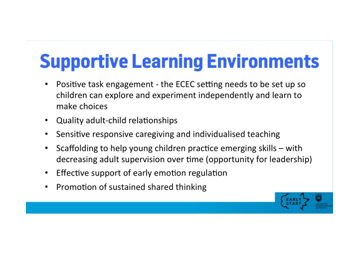 supportive learning environments supportive learning