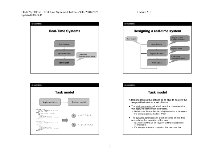 real real time systems time systems designing a real