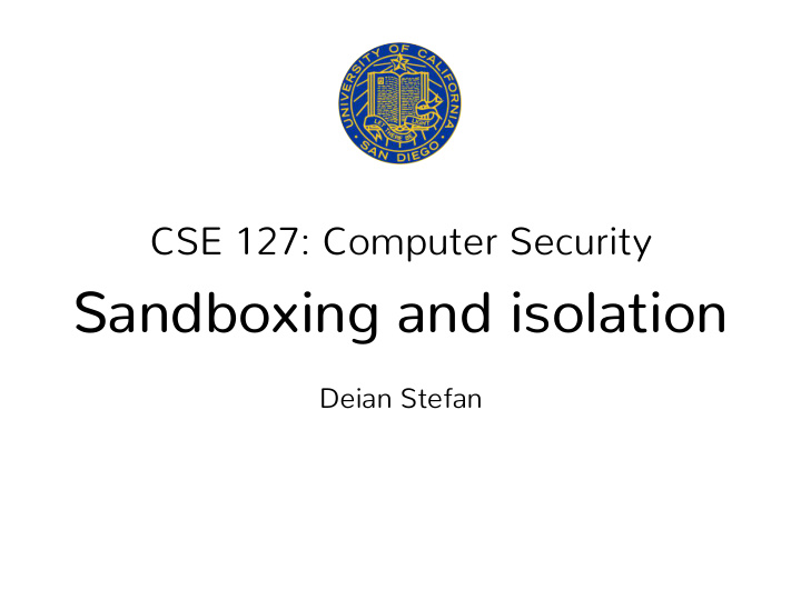 sandboxing and isolation