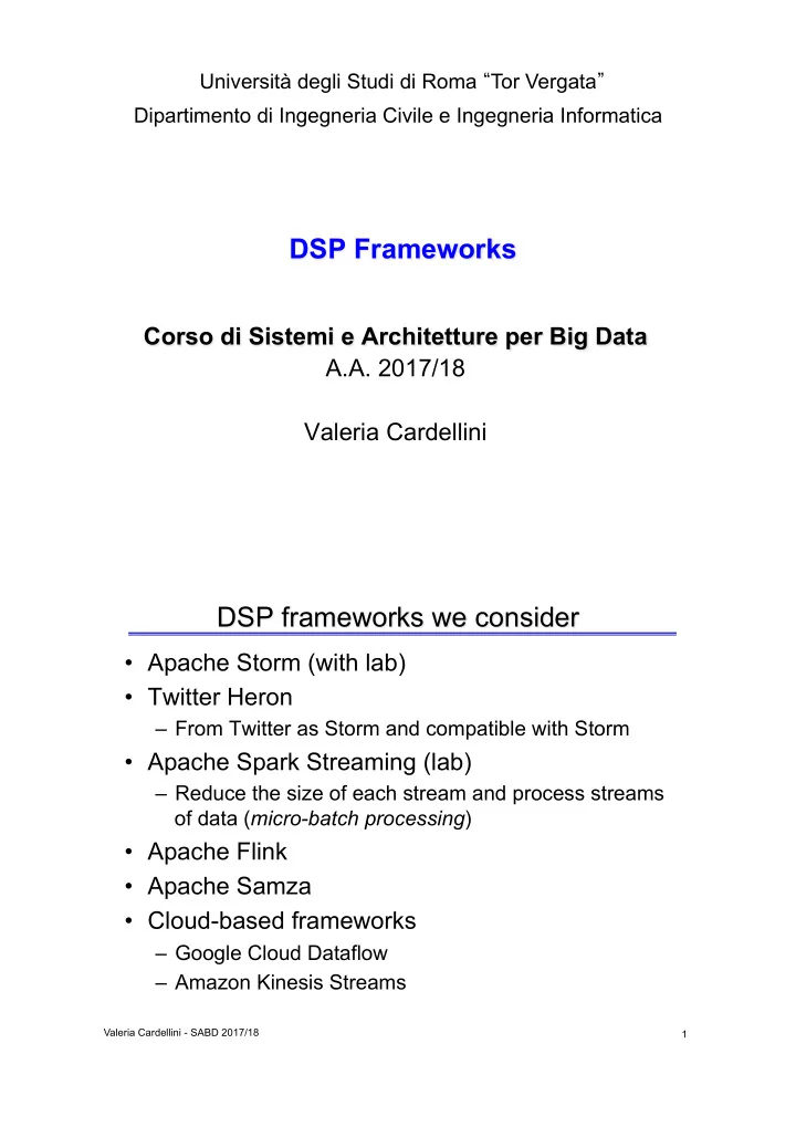 dsp frameworks