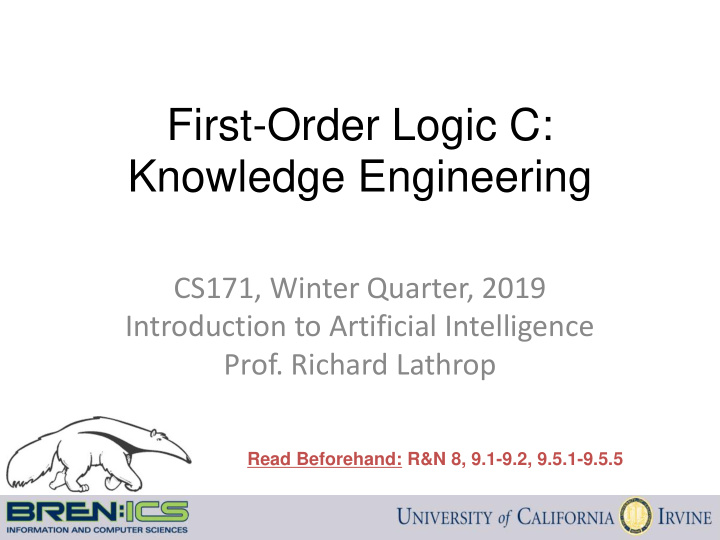 first order logic c knowledge engineering